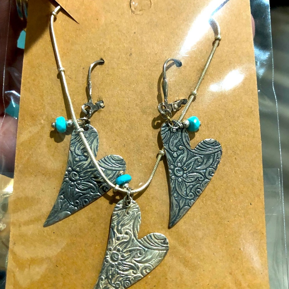 Sterling and turquoise heart set